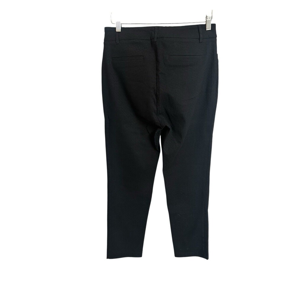Hilary Radley Women's M Black Textured Pants Mid Rise Slim Leg Tummy Control